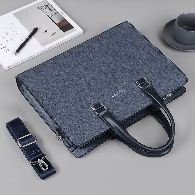 2023 New Model Meeting Bag Business Men's Travel Handbag Cross-Body Briefcase PU Leather Single Shoulder Laptop Bag