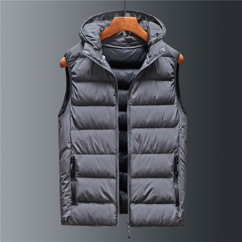 Men's Vest for Autumn and Winter Outer Wearing Cotton Vest Loose Ware Shoulder Hooded plus size Vertical Collar Hooded Short Vest for Printing Men's Vest for Autumn and Winter Outer Wearing Cotton Vest Loose Ware Shoulder Hooded plus size Vertical Collar Hooded Short Vest for Printing