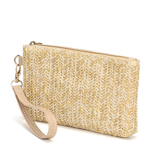 Coin Purse Women's Bag 2021 Straw Hand Bag Large Capacity Zipper Mobile Phone Bag Foreign Trade Personalized Women's Bag Trendy