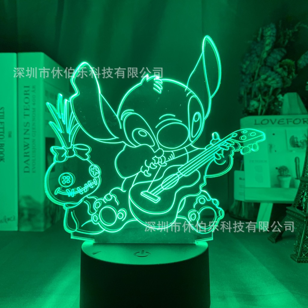 Stitch 3D noche luz colorida táctil control remoto nuevo creativo USB dormitorio escritorio atmósfera lámpara de mesa LED regalo