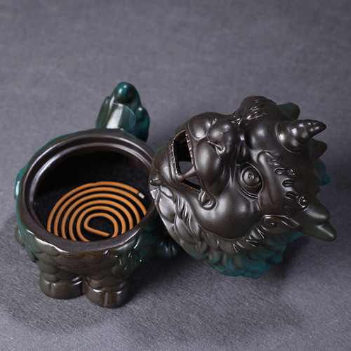 Zen plate incense burner indoor unicorn auspicious beast incense burner antique creative ornaments agarwood sandalwood burner ceramic incense burner
