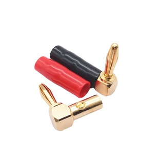 Gold-plated all copper 4mm banana plug L-type 90 degree soft rubber banana speaker connector Horn Head banana head
