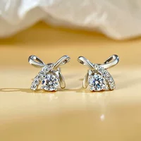 Серьги из стерлингового серебра S925, серьги с муассанитом, женские серьги с бантом, универсальные серьги с бриллиантами, оптовые серьги через границу
