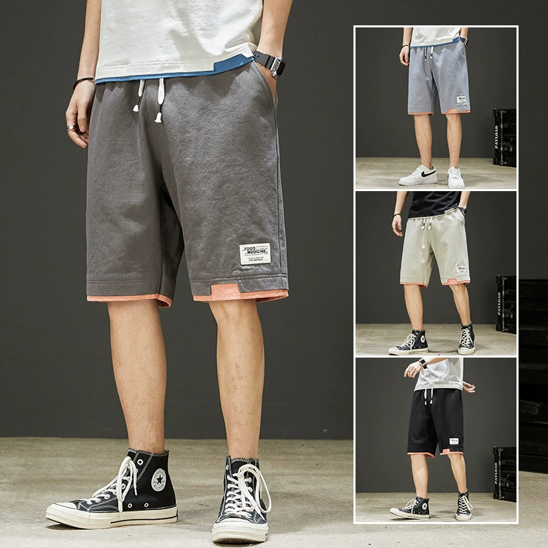 Мужские хлопковые шорты, трендовые пляжные штаны, для подростков