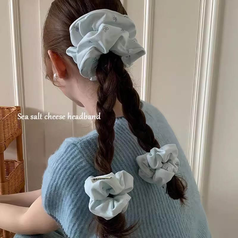 Azul de sal marina crema ~ mecha de cabello de cabello de cabello de arco de cabello de niña de colón de barriga de cabello de gran tamaño adornos de pelo