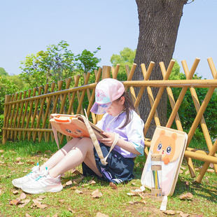 Outdoor cartoon specimen drawing board bag children's graffiti exploration sketch backpack portable storage bear painting bag
