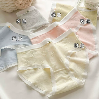 7A抑菌新款少女内裤甜美小清新棉质三角裤带花边透气女士三角裤头