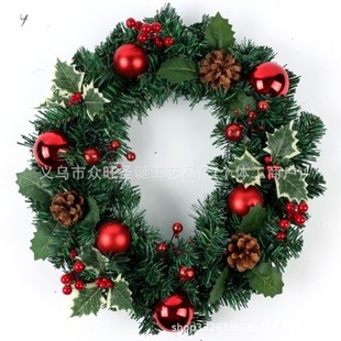 2025 New Set Christmas Pendant Red Berry Bow Artificial Pine Needle Upside down Tree Wall Decoration