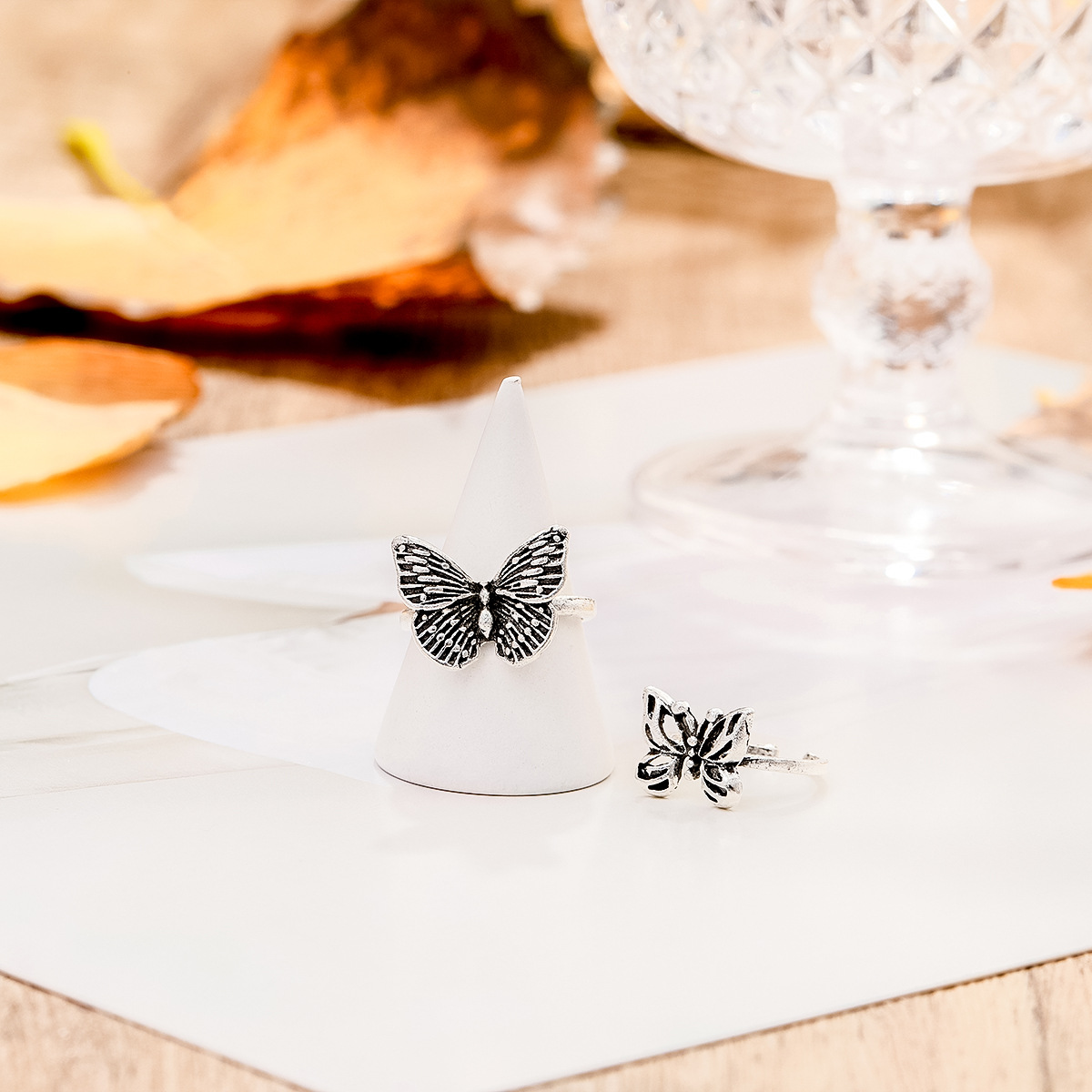 Anello farfalla retrò set 2 pezzi gioielli moda donna_voghion.com