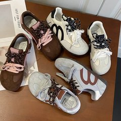 拼色系带阿甘鞋女2025夏季新款百搭小众女鞋休闲鞋丑萌圆头运动鞋