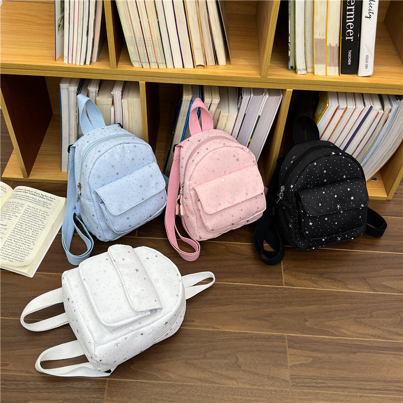 Girly Style Star Print Backpack for Women 2026 New Korean Style Cute Lightweight Small Backpack Fashionable Versatile School Bag