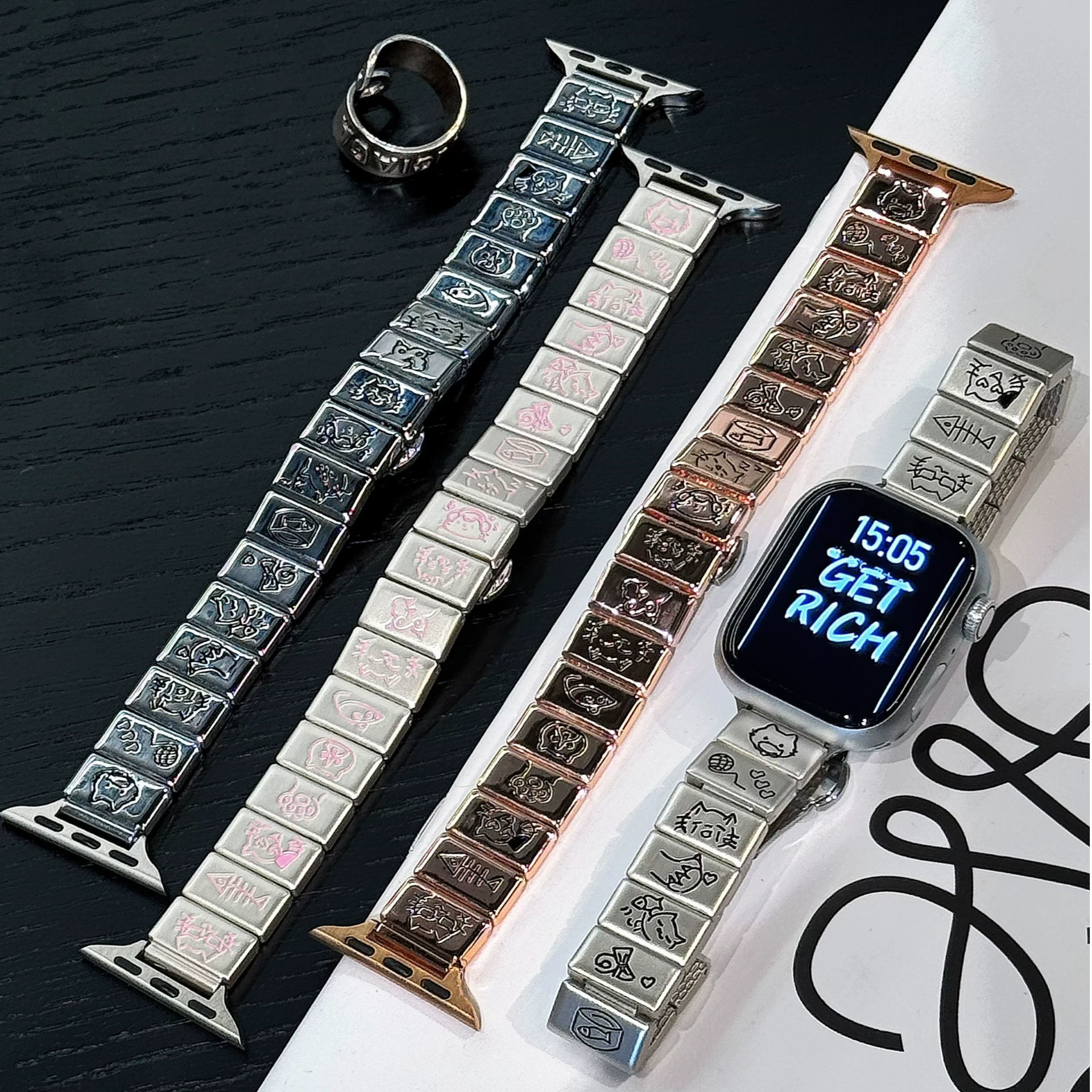 Новый металлический ремешок S10 с котятами для Apple Watch, 38/40/41 и 42/44/45/49 мм, в цветах