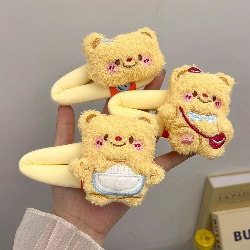 かわいいぬいぐるみのベアーのヘアピンの女性側の前髪クリップの大きいサイズのbbクリップの頭飾りのスポンジの砕いた髪飾り|undefined