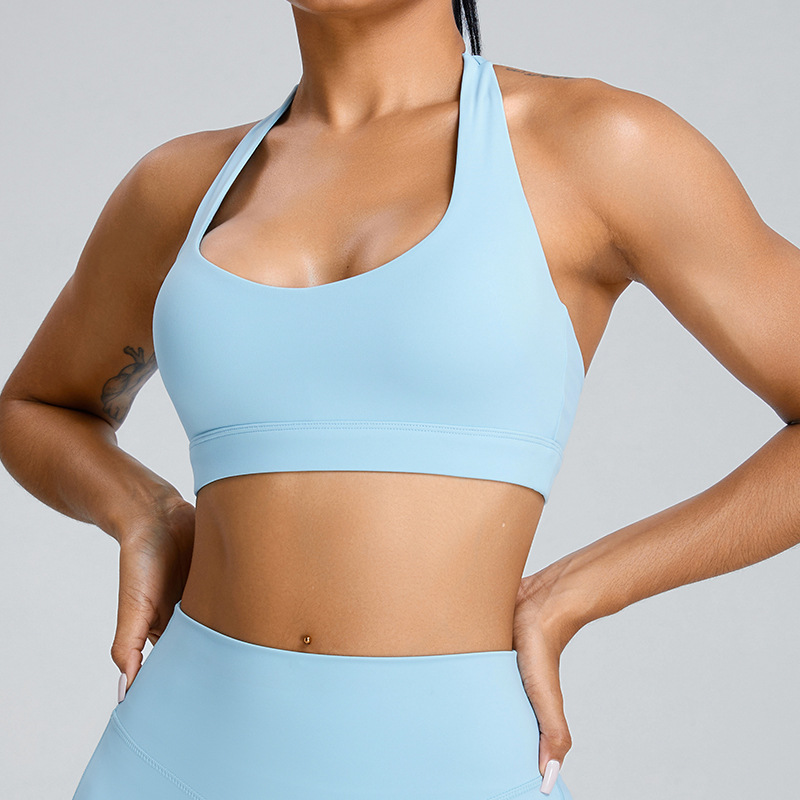 Nuevo chaleco de yoga transfronterizo, ropa interior deportiva trasera de belleza para mujer, ropa de fitness al aire libre para correr de alta intensidad a prueba de golpes