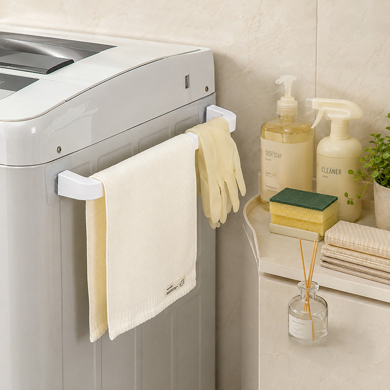 Bathroom Wall-Mounted Towel Rack Without Punching Single Pole Bathroom Multi-Functional Towel Storage Rack Towel Bar