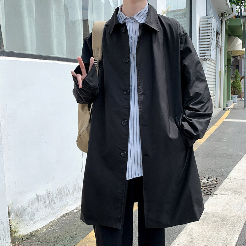 2025 Spring and Autumn Thin British Windbreaker Men's Mid-length Coat High-end Jacket Slim-fit plus size Sports Jacket