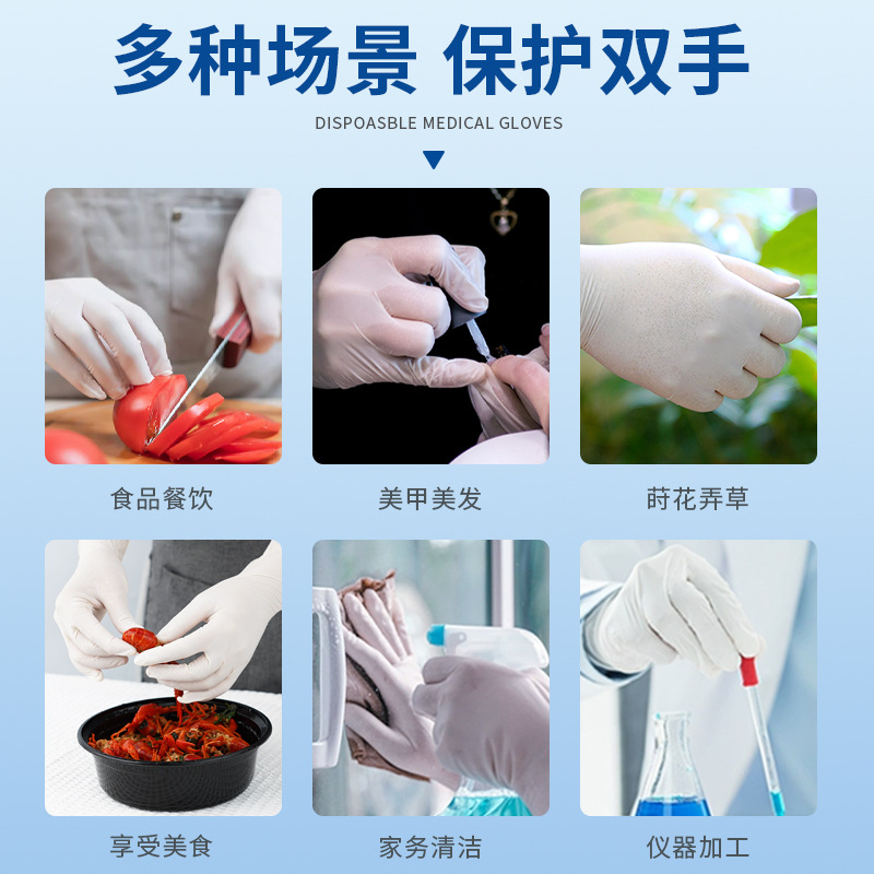 Venta al por mayor de bolas de cereza de Inco guantes de nitrilo blancos desechables alargados de grado alimenticio de catering limpieza de tareas domésticas