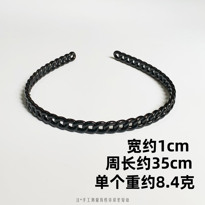 1CM de ancho diadema cadena negro simple diadema dentada antideslizante hombres y mujeres diadema horquilla hecha a mano DIY accesorios para el cabello