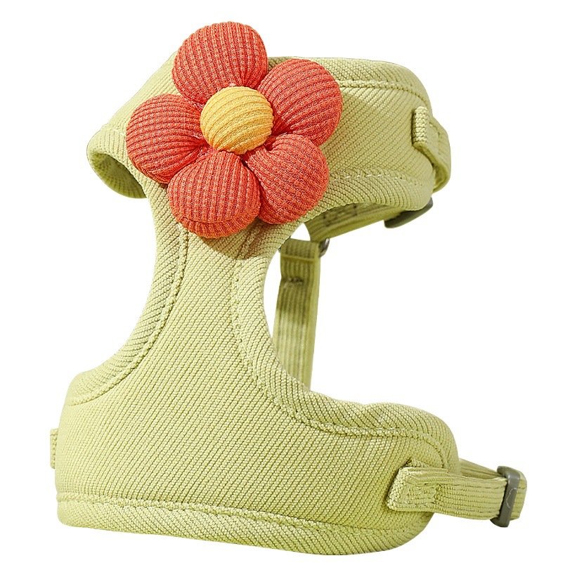 Mascotas fuera, pequeña margarita, correa bordada, chaleco de encaje, perro, gato, correa en el pecho, perro pequeño, espalda en el pecho, transfronterizo