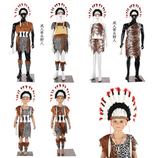 Halloween Savage Costume Children Savage Costume Adult Female Indian Leopard Primitive Savage Costume
