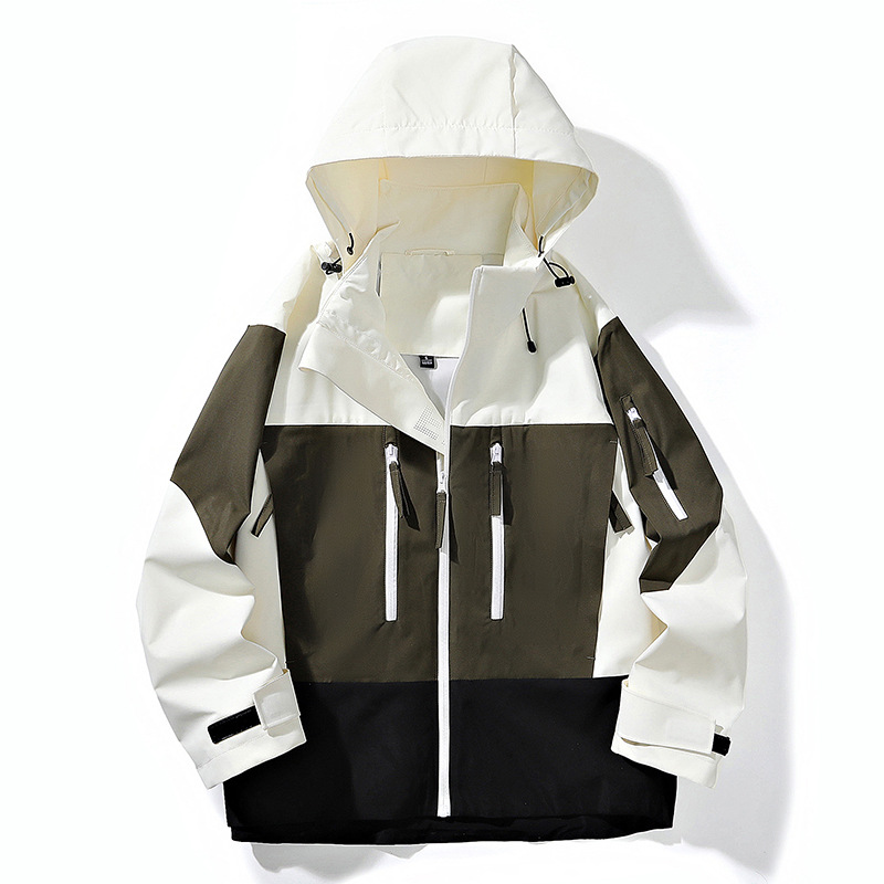 Capa de asalto pareja primavera nuevo estilo americano retro color a prueba de viento abrigo con capuchón relajado casual
