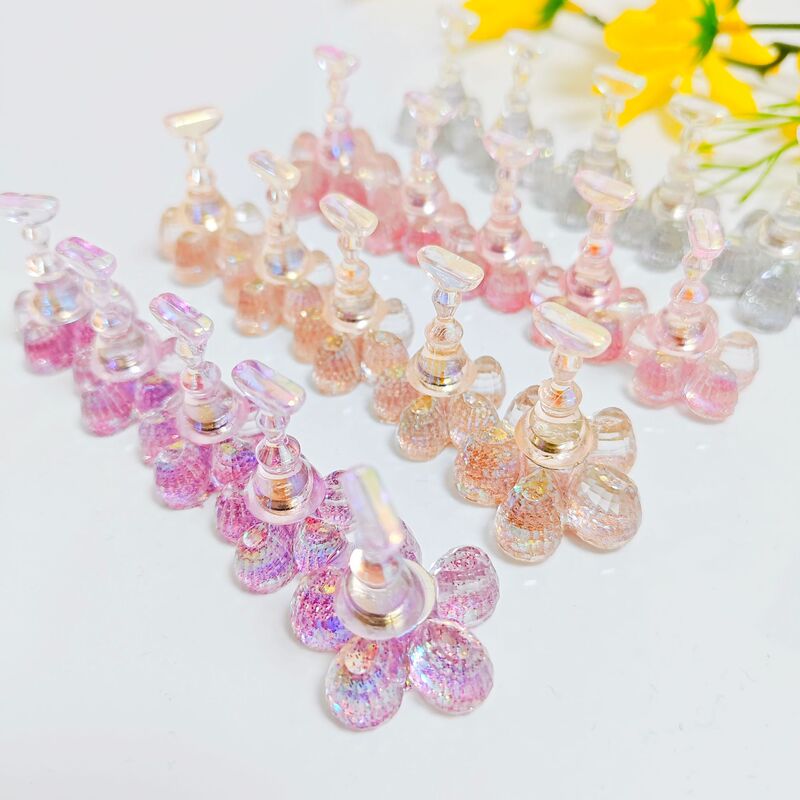 Trendy Nail Art Base with Plum Blossom Iridescent Sequins and Magnet for Beginners Nail Artist Practice Holder