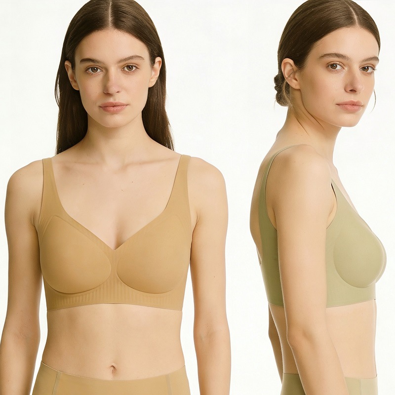 Seamless V-neck Bra For Women - Comfortable Wireless Support_voghion.com