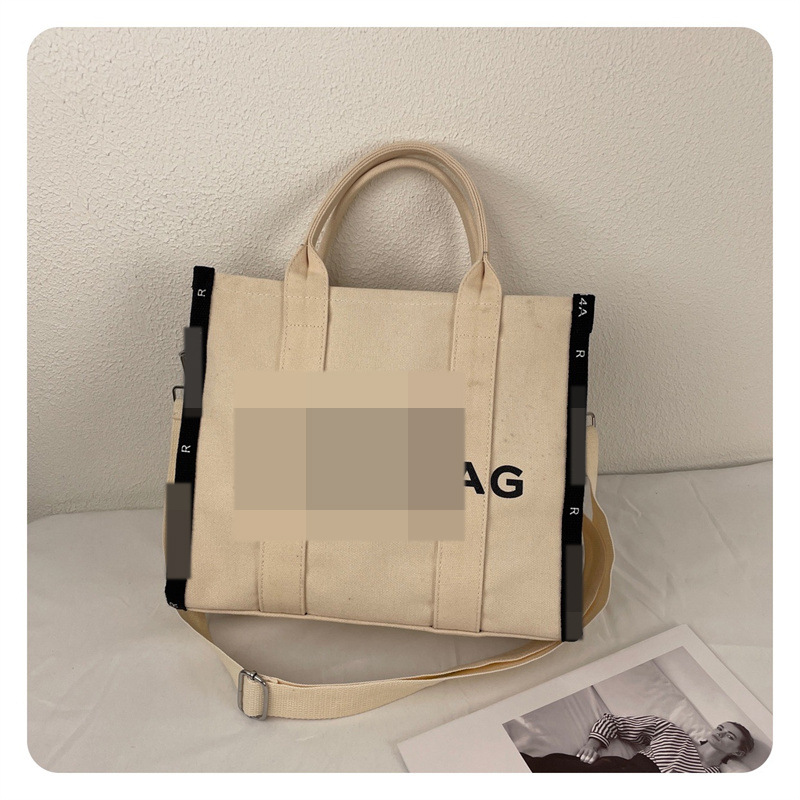 Bolso de mano de gran capacidad Bolso de mensajero de lona simple de moda Bolso de hombro de color de contraste para mujer de moda Simple y versátil