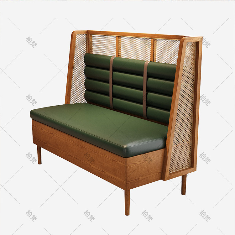 Sofá de restaurante temático Hotpot de madera sólida de caña mesa y silla de caña combinación de restaurantes muebles comerciales