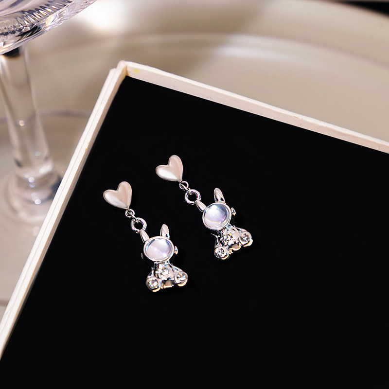 Moonstone Inlay Material 1 Pair Casual Classic Style Star Moon Plating Inlay Alloy Moonstone Drop Earrings