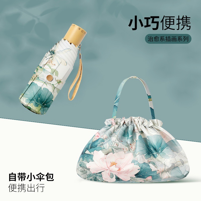 24骨高级感遮阳伞双层双花黑胶超强防晒晴雨两用折叠太阳伞女|undefined
