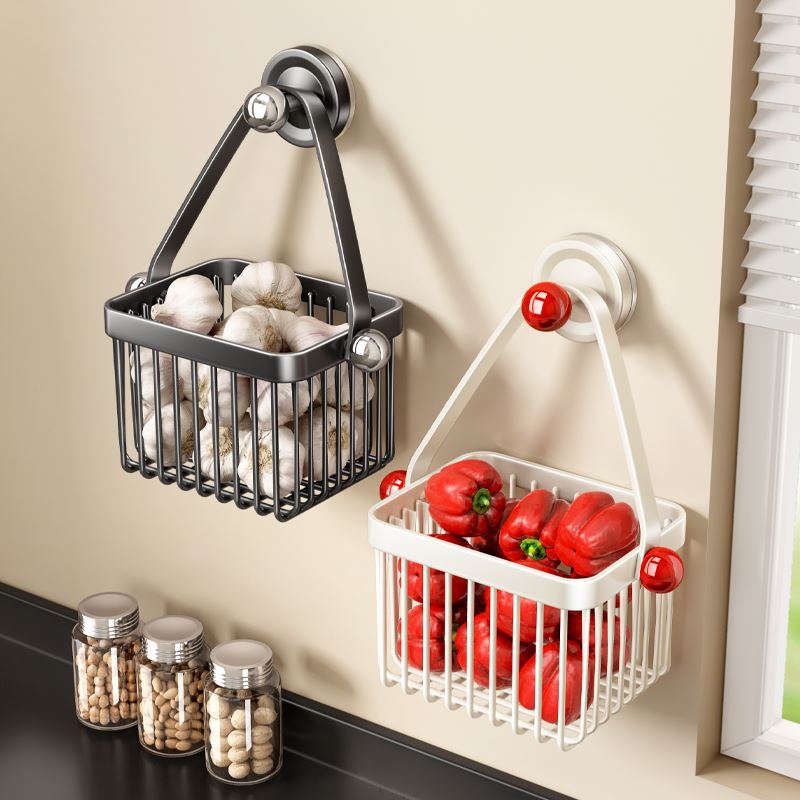 吸盘葱姜蒜收纳盒厨房置物架放葱姜蒜收纳神器挂篮生姜大蒜