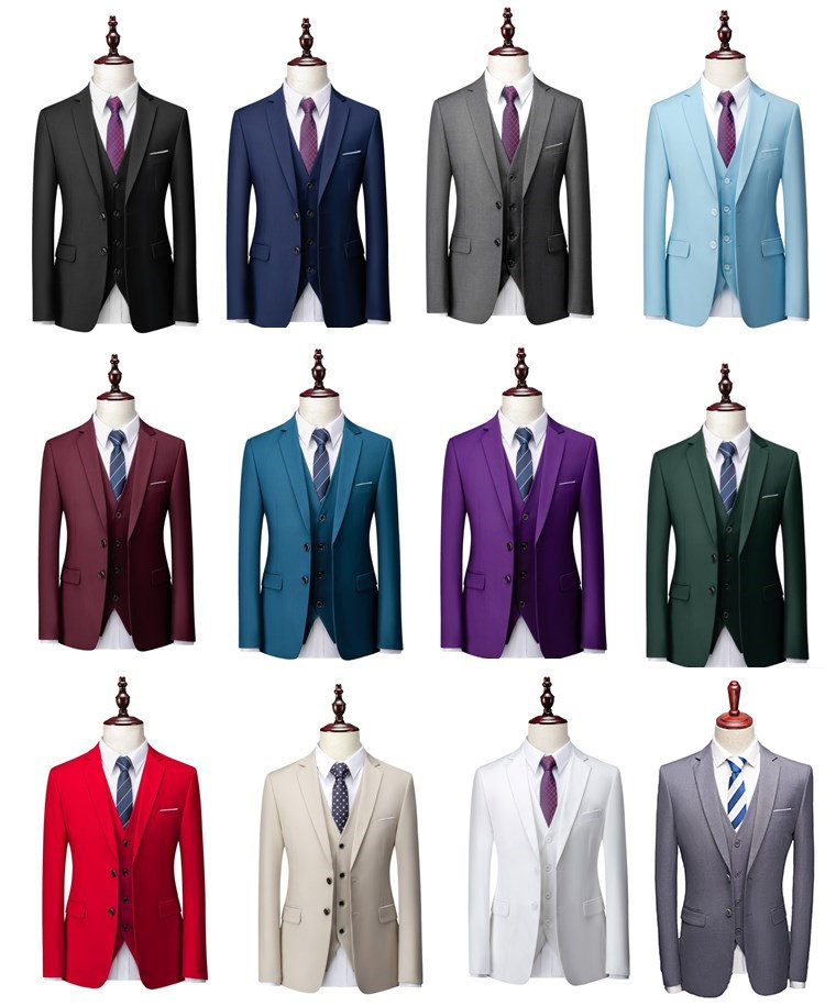 Men's Double-breasted Suit Set Slim Fit Wedding Blazer And Trousers_voghion.com