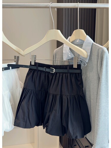 2026 spring and summer new white skirt, small flower bud skirt, safety pants, slimming A-line short skirt, fluffy skirt