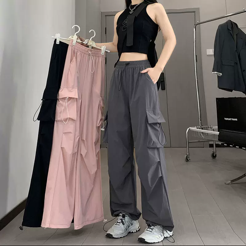 速干工装裤女裤子2025新款冲锋小个子阔腿夏季冰丝薄款登山运动裤