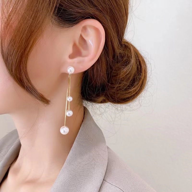 Date Occasion Alloy Material Elegant Simple Style Tassel Inlay Alloy Artificial Pearls Drop Earrings