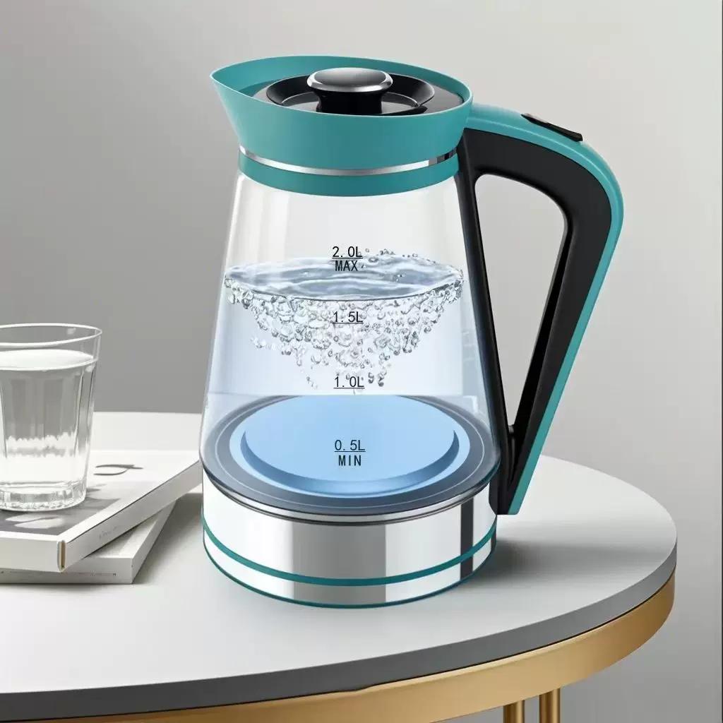 跨境欧规高硼硅玻璃电热水壶家用大容量110V美规烧水壶煮茶器透明