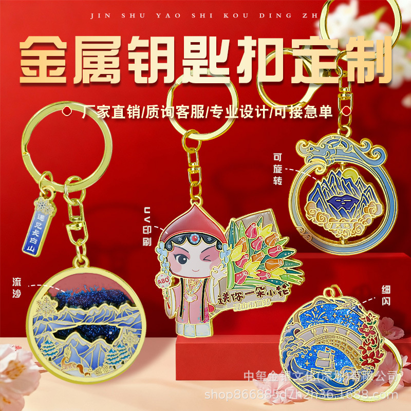 Metal Keychain Custom Painted Enamel Pendant Promotional Advertising Cultural Creative Commemorative Creative Gifts Batch Customization
