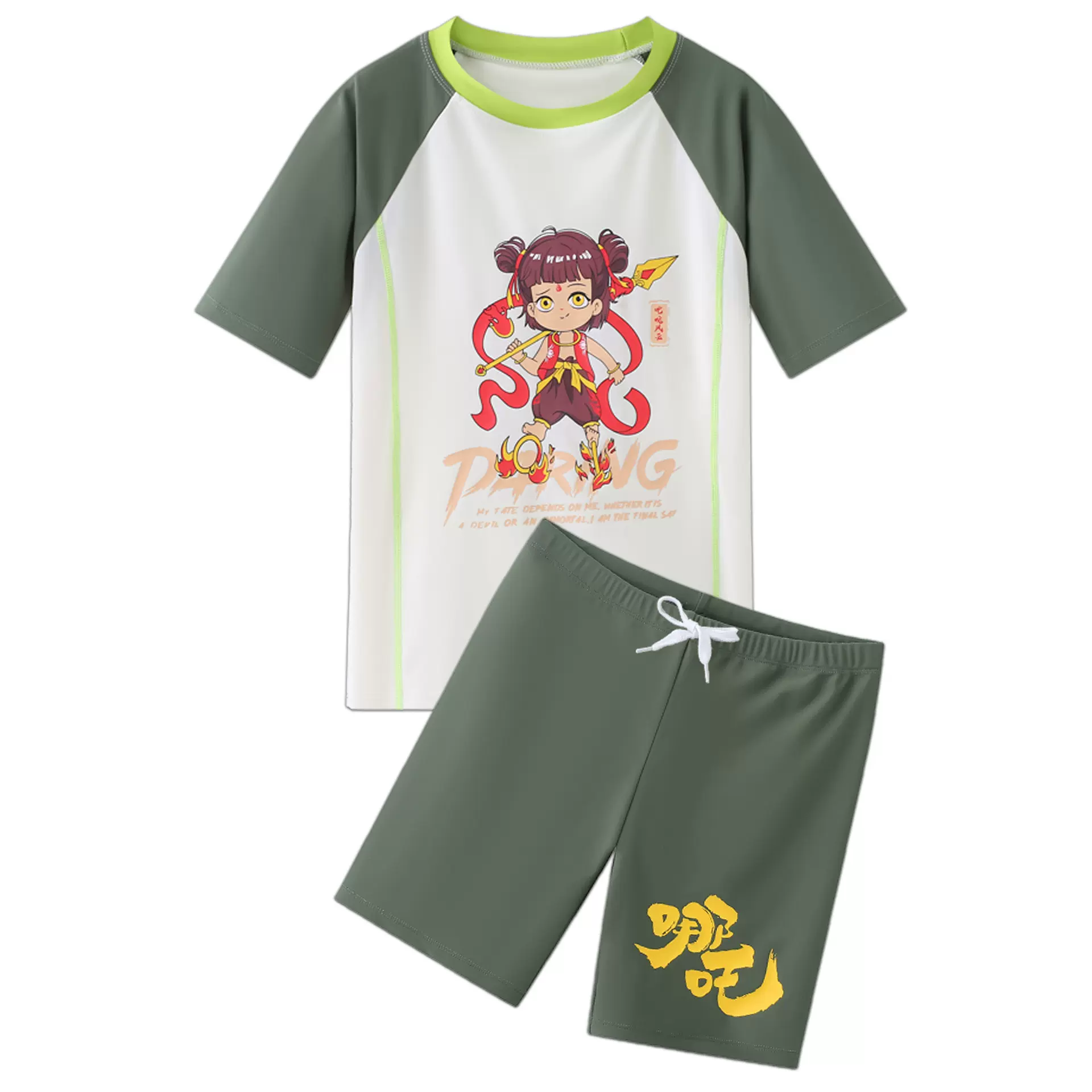 2025新款哪吒儿童泳衣青少年中大童防晒透气游泳男童水上运动套装