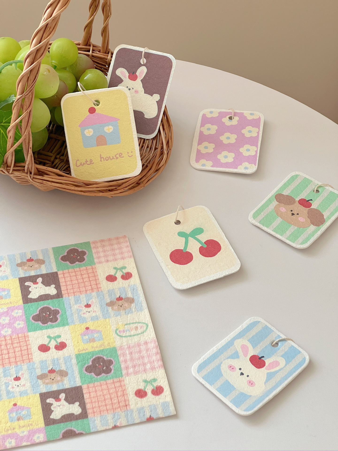 7g Weight Cleaning Cloths Kitchen and drinking utensils 1 Piece Quantity wood fiber Material Animal Pattern Unisex Gender Cute Style Cute Animal Wood Fiber Cleaning Cloths 1 Piece 20