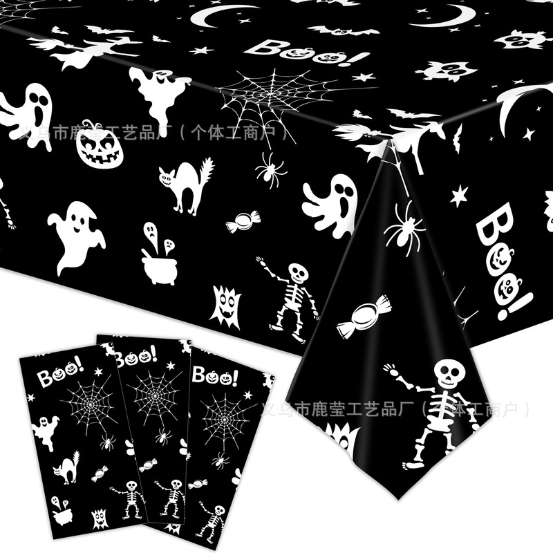 2025 新しいハロウィンパーティー装飾用品ハロウィン使い捨てテーブルクロスゴーストアレンジメント小道具|undefined