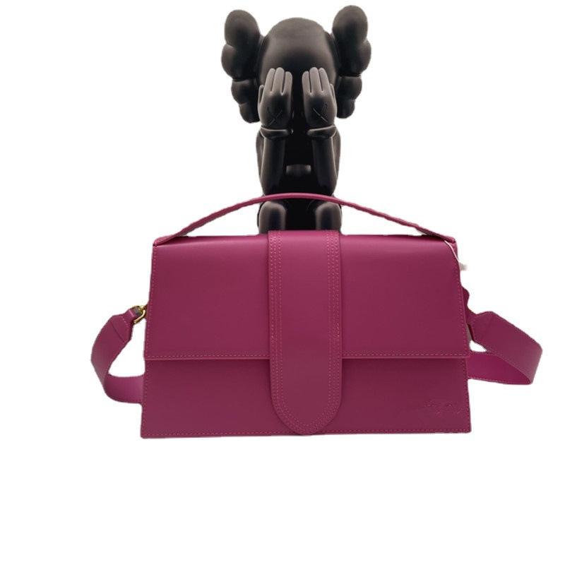 2022 New Niche Luxury Texture Single Shoulder Genuine Leather Pink Crossbody Baguette Bag Women's Small Square Underarm Bag - Thumbnail 5