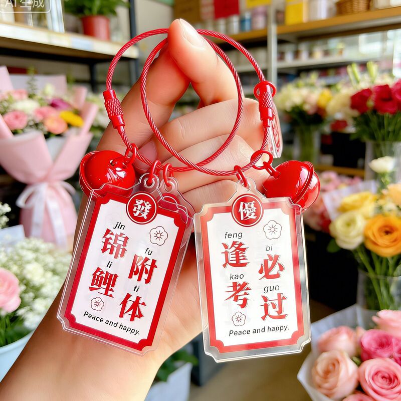 Chinese-Style Wedding Souvenirs, Lucky and Safe Keychain Pendants, Creative DIY Acrylic Name Tags, Bag Charms