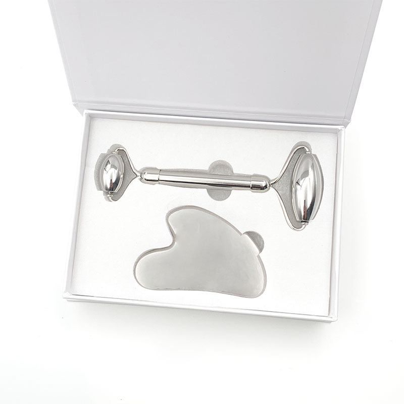 Rodillo de acero inoxidable masajeador 304 raspado traje de placa de elevación facial y apriete palo de masaje facial herramienta de cuidado de la piel