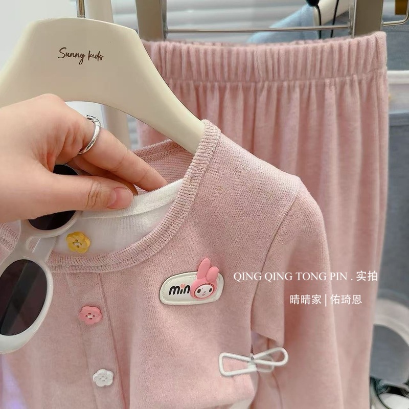 2025童装女童韩版秋季新款彩点假两件套装可爱宝宝|undefined