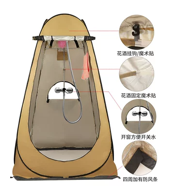 Avtomobil dam çadırları — Tent, Portable Camping Toilet - brown-3-window-apron-silver-painted-single-tent-120120190cm