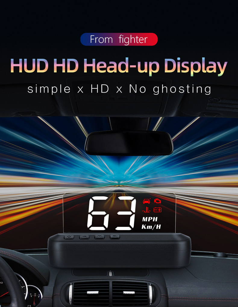 Car Head-Up Display Hd Multi-Function Vehicle-Mounted Hud Speedometer Projector Obd2 Head-Up Display