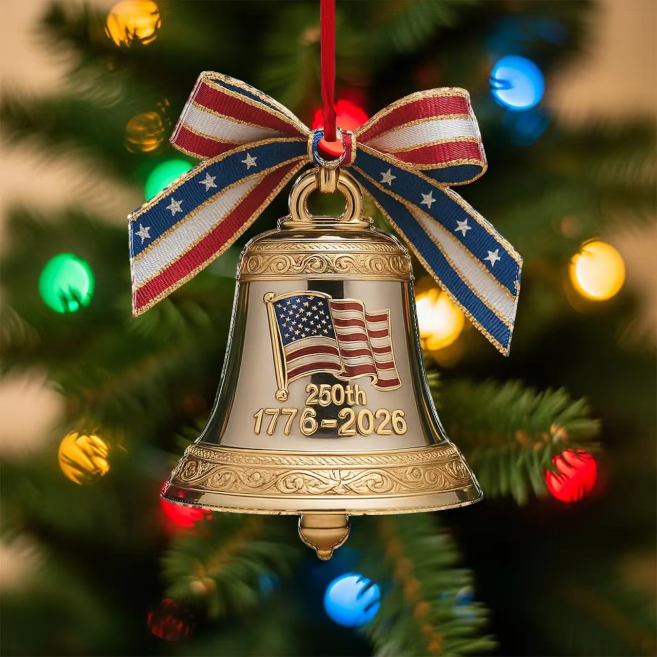 Colgante transfronterizo de los Estados Unidos 250 aniversario recuerdos acrílico 2D colgante de campana para celebrar el 250 aniversario de los Estados Unidos