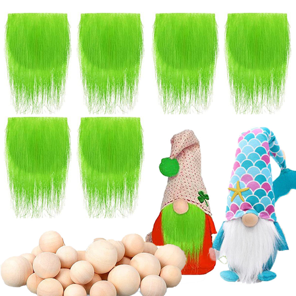 Fluorescent green (color no. 10) (6 fluorescent green beards + 6 round wooden balls)