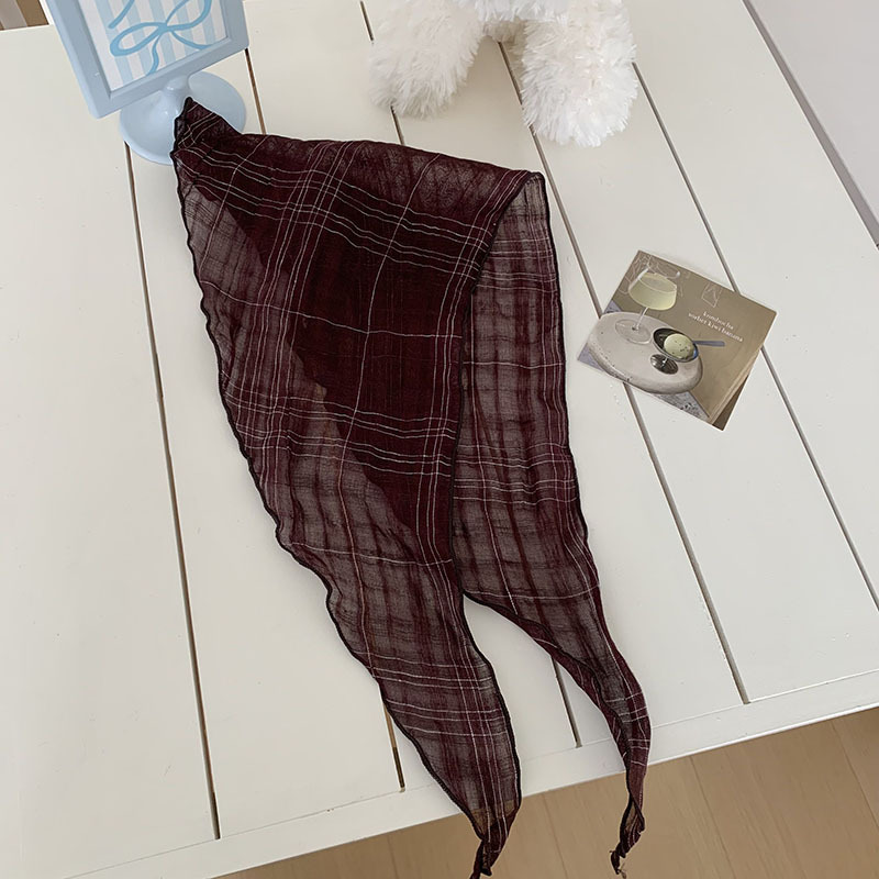 Bufanda triangular, babero, pliegues literarios femeninos, bufanda decorativa transpirable, pañuelo a cuadros de todo fósforo, accesorios para el cabello pastoral femenino de verano, cinturón para el cabello